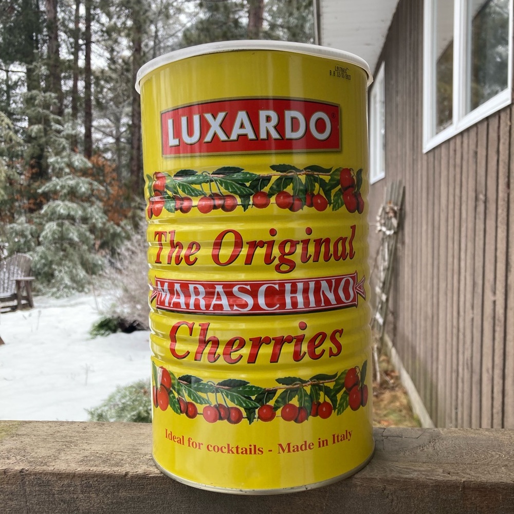 10” Tall BIG TIN Luxardo Cherries Tin with Lid 10” x 6”